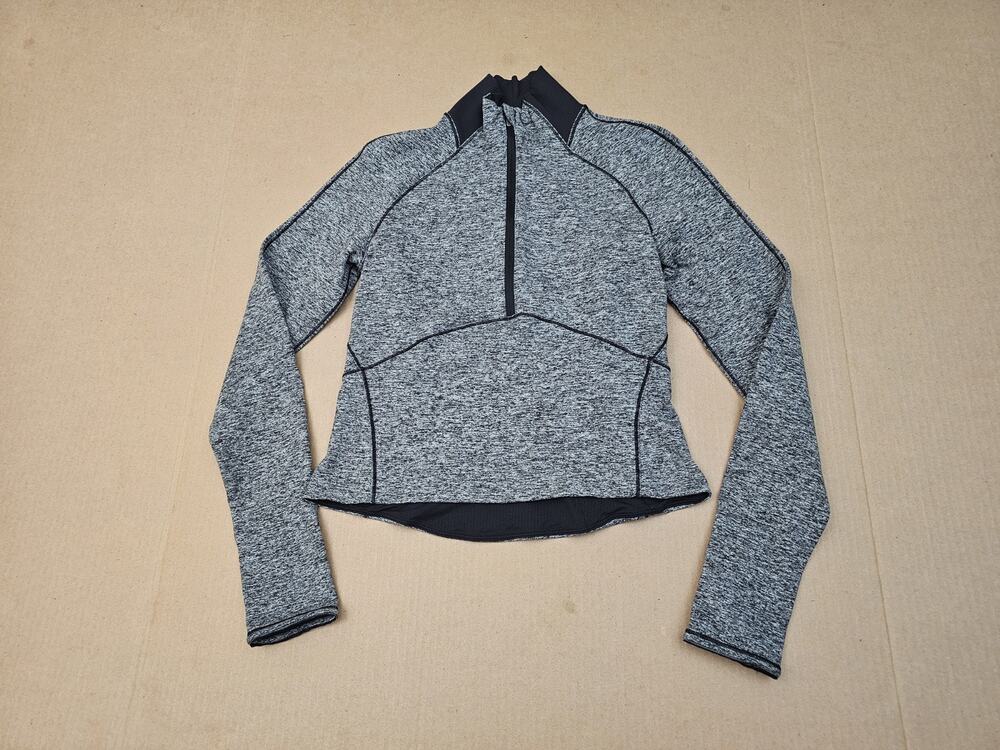 Lululemon Always Alert 1/2 Zip Heathered Black Gray Size 6 Pullover Top